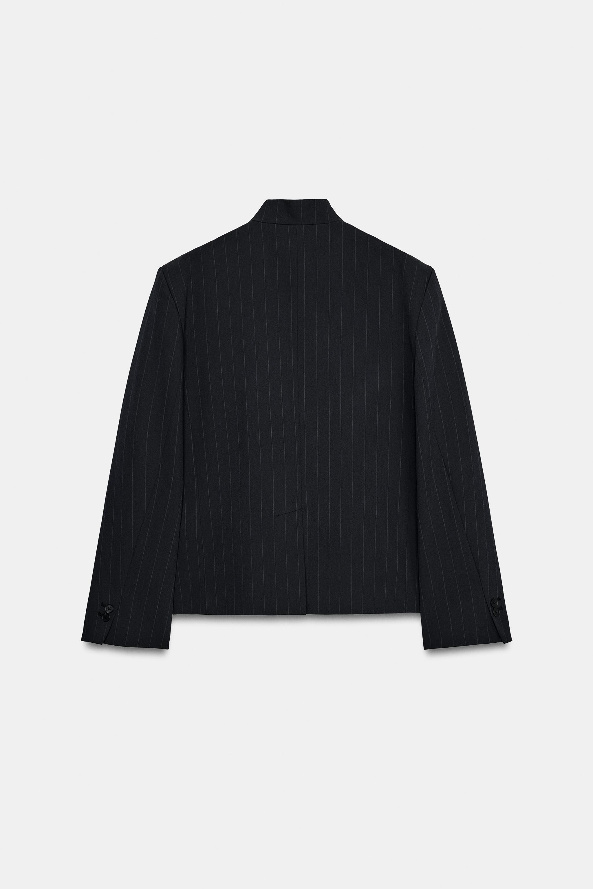 ZW COLLECTION PINSTRIPE HIGH NECK BLAZER